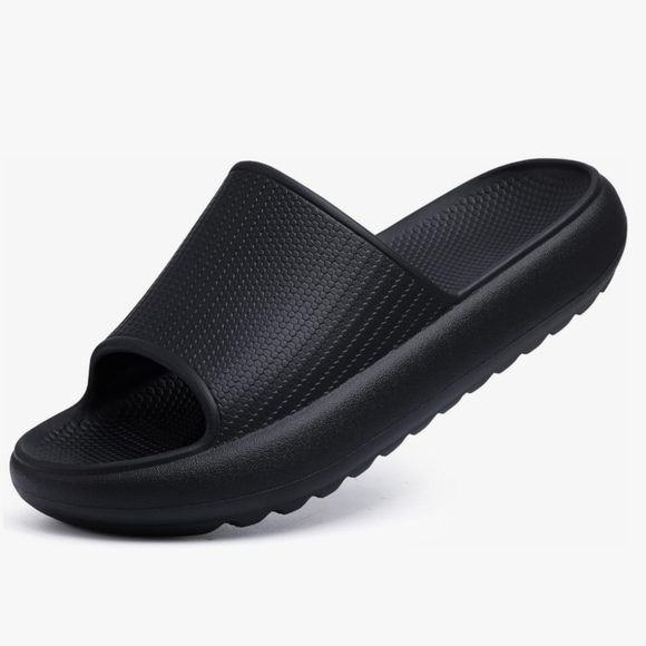 Other - NEW Slide Slip On Cushioned Sandals Matte Black Womens 11-12 Mens 9.5-10.5